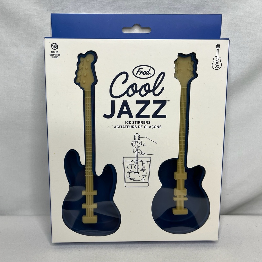 Fred Cool Jazz Ice Stirrers Guitar Shaped- 3 Ice Cube Molds